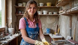 Девушка штукатур - маляр:  Освоила профессию через интернет